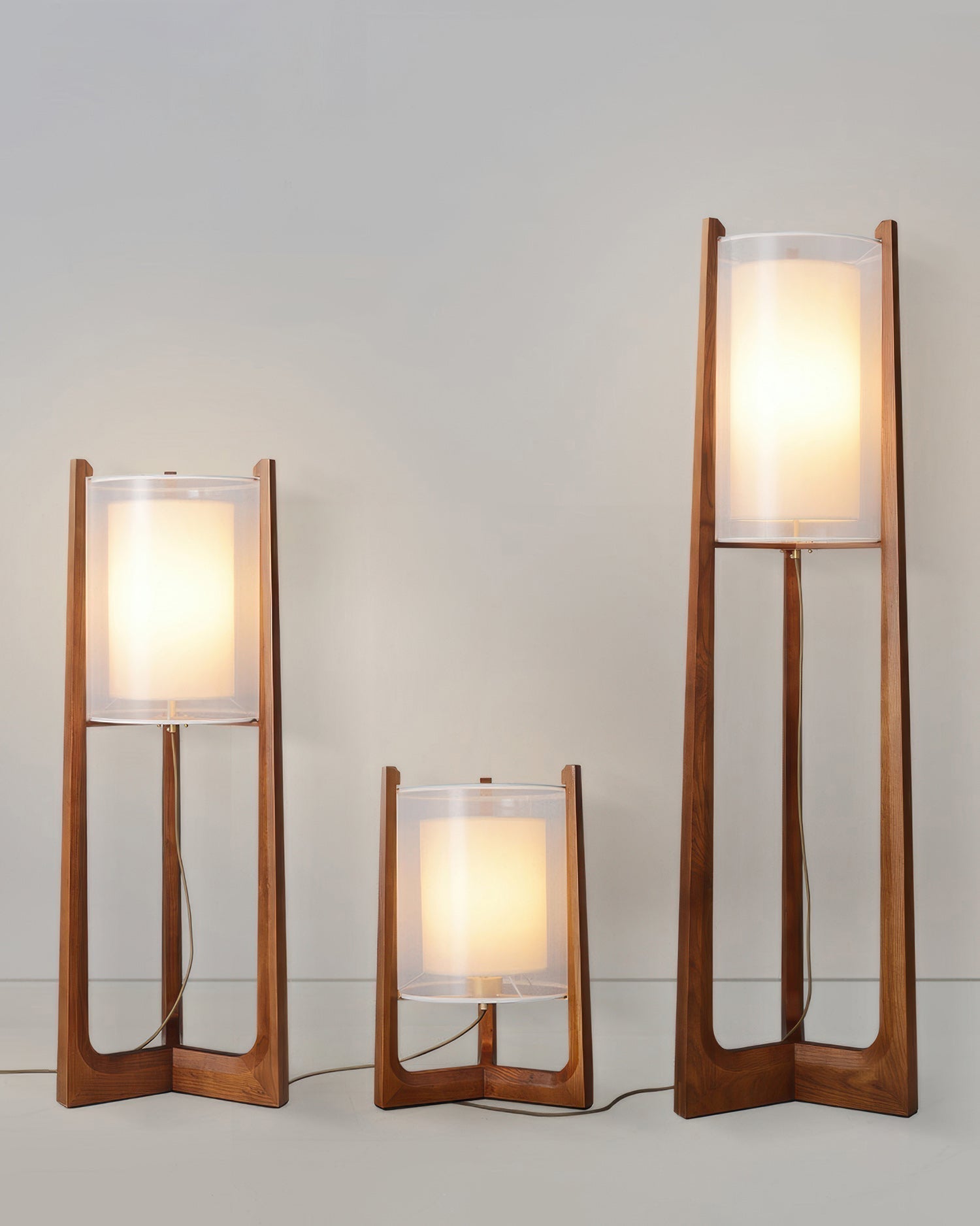 Natural Wood Floor Lamp With Linen Shade Minimalist Style - Luxicro