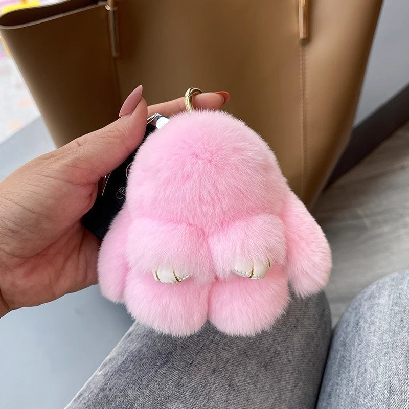 Cute Bunny Pom Pom Keychain Set
