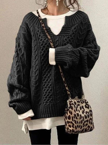 Cozy Women's Crew Neck Knit Winter Sweater