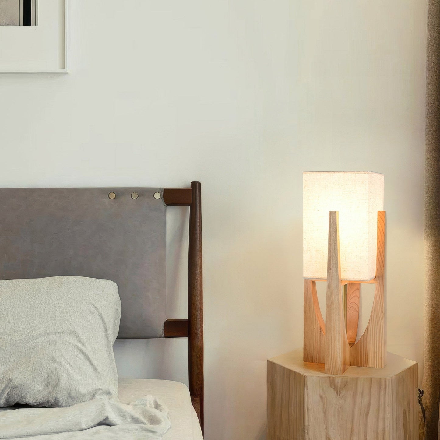 Asian-Style Wooden Floor Lamp