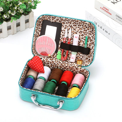 Compact Travel Sewing Kit in Synthetic Leather Box