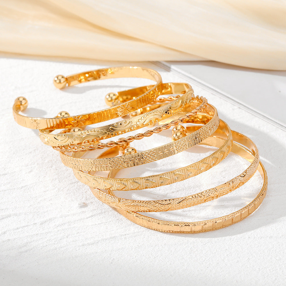 Edgy Multi Tone Statement Cuff Set