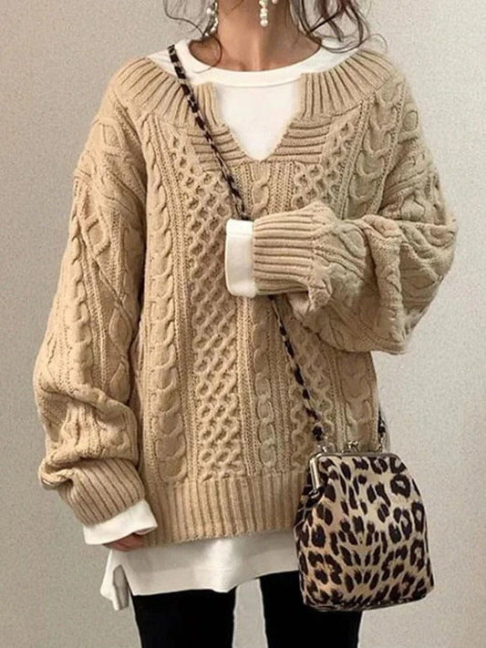 Cozy Women's Crew Neck Knit Winter Sweater - Luxicro