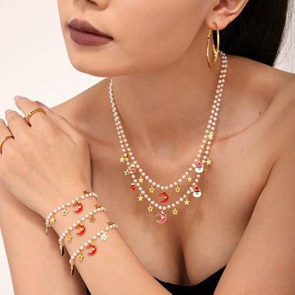 Beautiful White Pearl Fashion Necklace Set - Luxicro
