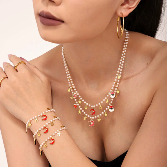 Beautiful White Pearl Fashion Necklace Set - Luxicro