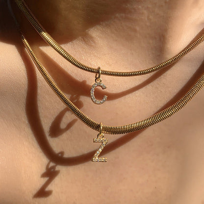 Dainty Letter Diamond Bar Chain Necklace