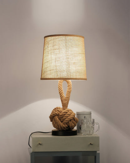 Natural Hemp Rope Table Lamp With Linen Shade - Luxicro