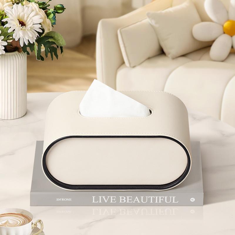 Premium Leather Oval Tissue Box