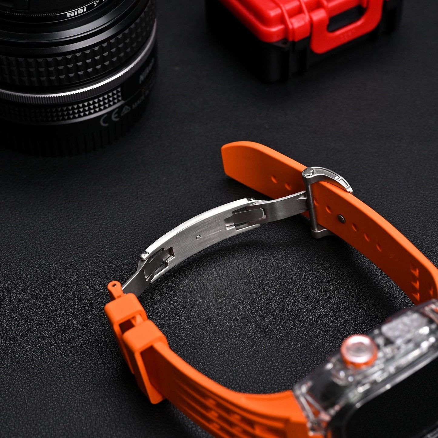 Black Rubber Strap Kit For Apple Watch