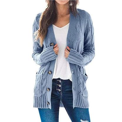 Comfy Ladies Cable Knit Cardigan Sweater