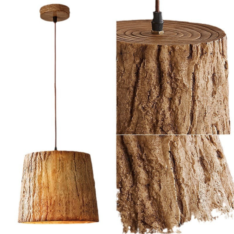 Natural Wood Hanging Light in Brown Finish