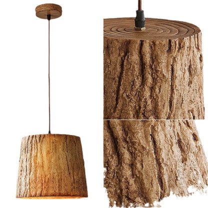 Natural Wood Hanging Light in Brown Finish