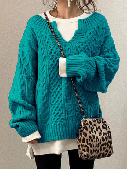 Cozy Women's Crew Neck Knit Winter Sweater