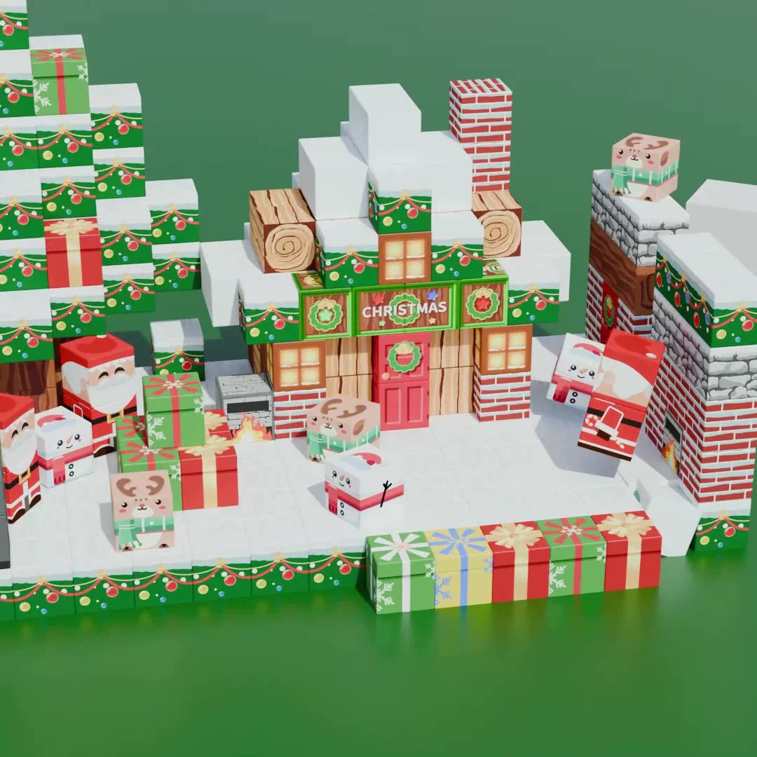 Vibrant Holiday Magnetic Construction Blocks Set