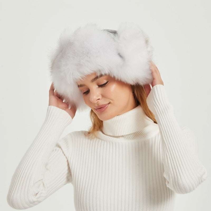 Soft Fuzzy Animal Ear Beanie Hat for Ladies