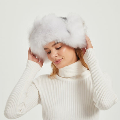 Soft Fuzzy Animal Ear Beanie Hat for Ladies
