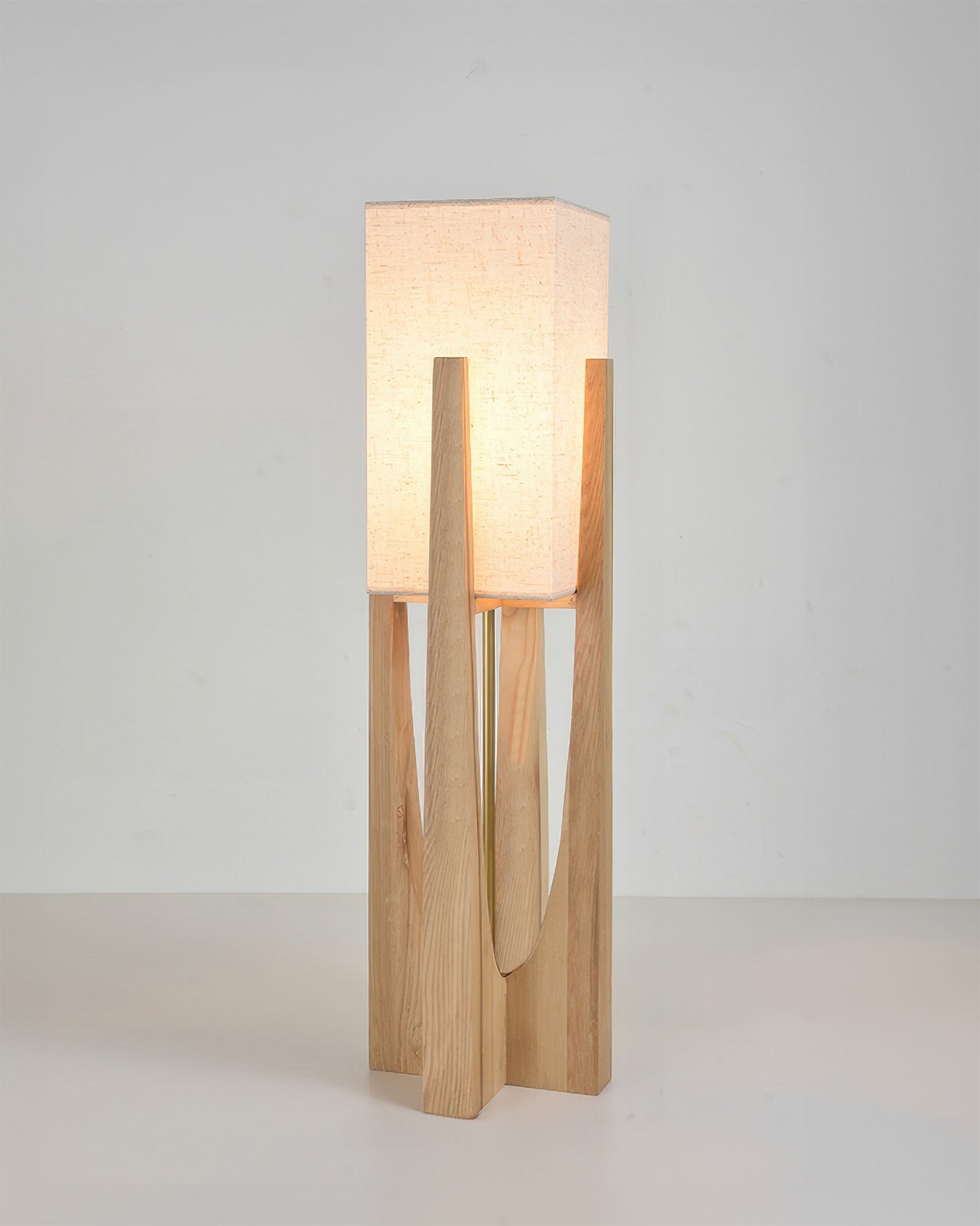 Traditional Wooden Floor Lamp Solid Dark Wood