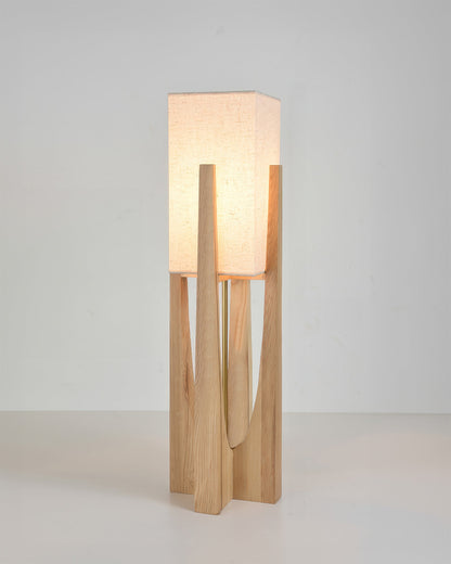 Traditional Wooden Floor Lamp Solid Dark Wood