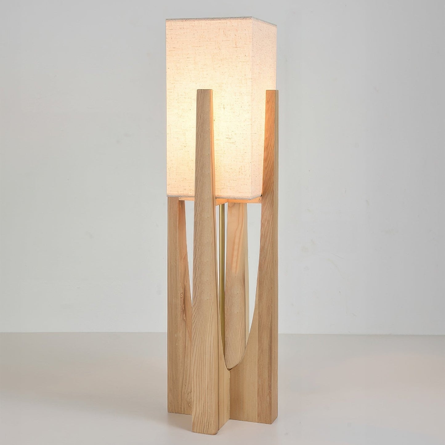 Asian-Style Wooden Floor Lamp