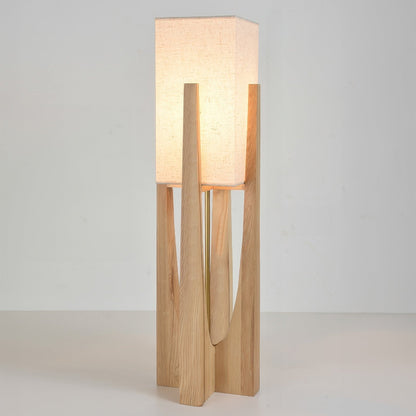 Asian-Style Wooden Floor Lamp