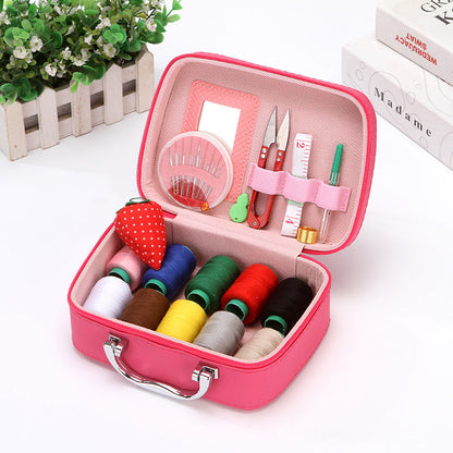 Compact Travel Sewing Kit in Synthetic Leather Box
