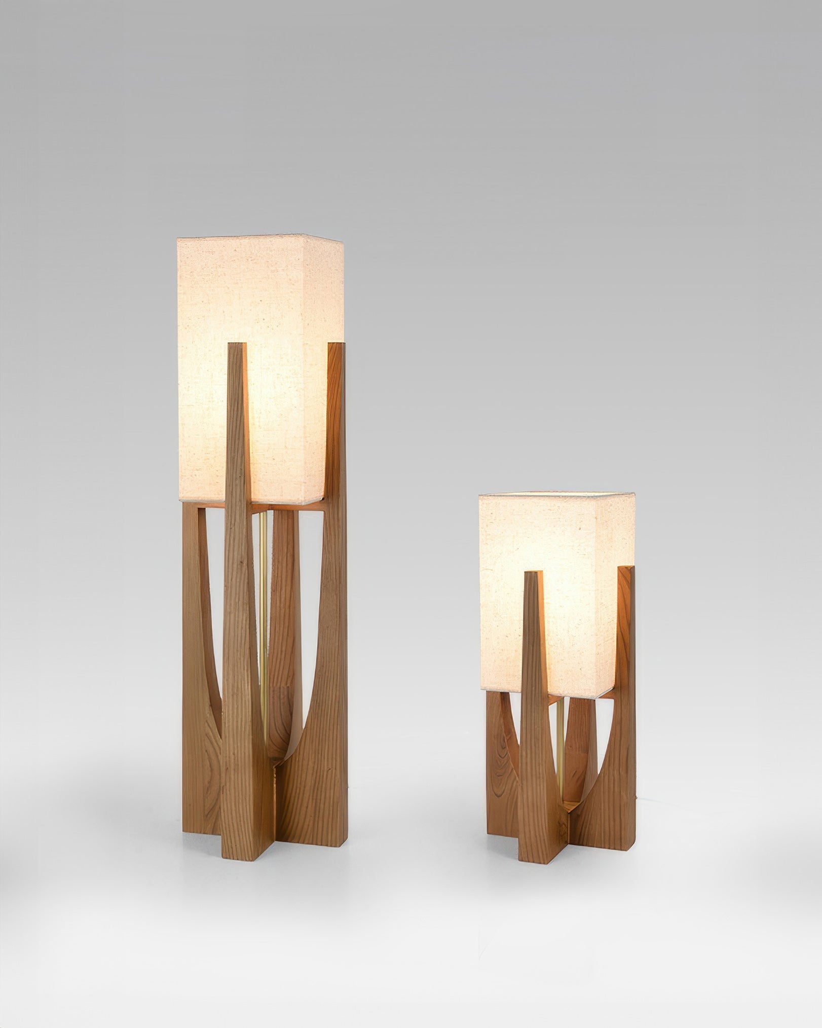 Simple Japanese Style Walnut Floor Lamp With Brass Details - Luxicro