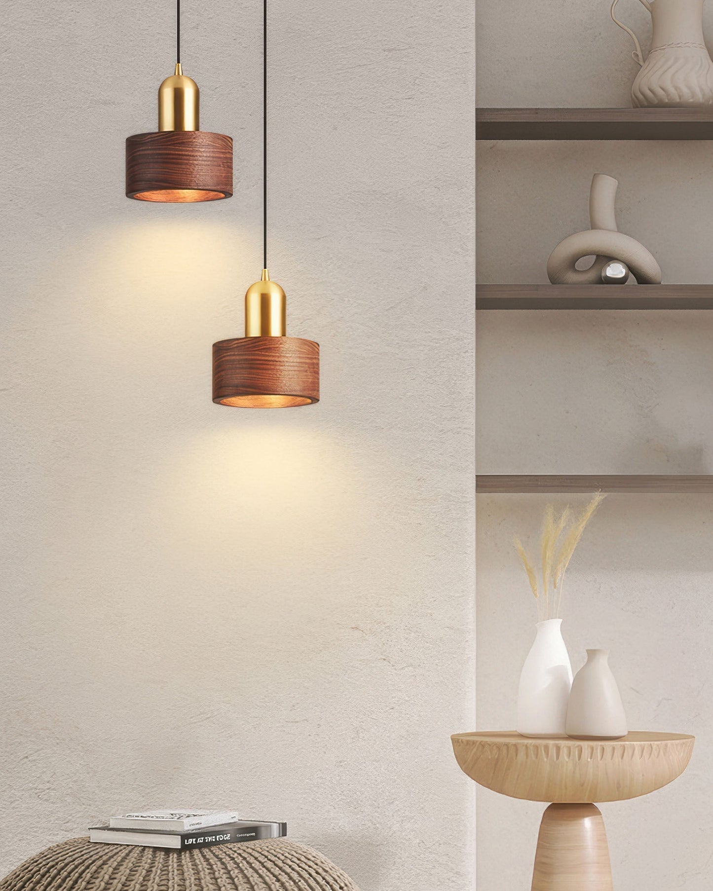 Asian Inspired Hanging Cylinder Pendant Lamp