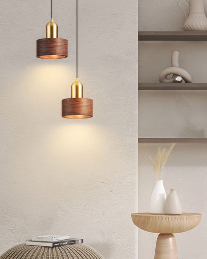 Asian Inspired Hanging Cylinder Pendant Lamp
