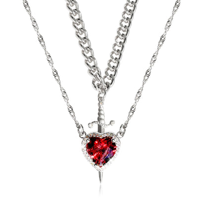 Couple's Heart Shaped Pendant Necklace Set