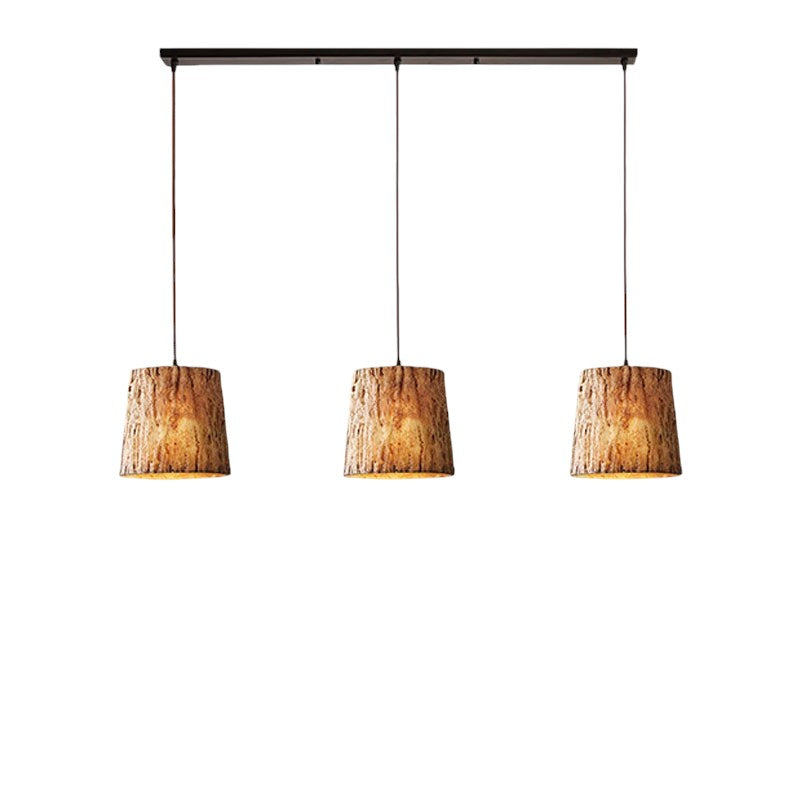 Natural Wood Hanging Light in Brown Finish