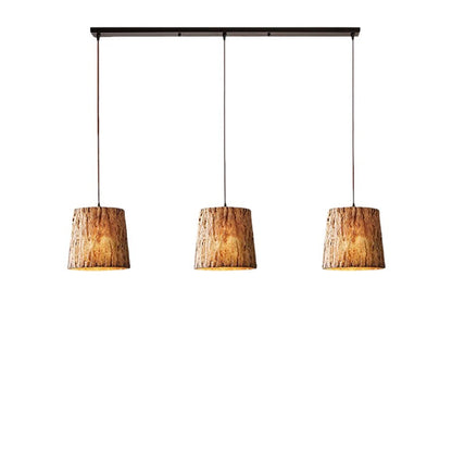 Natural Wood Hanging Light in Brown Finish