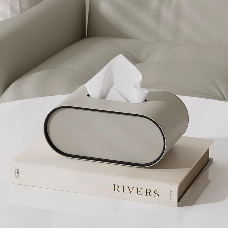 Premium Leather Oval Tissue Box