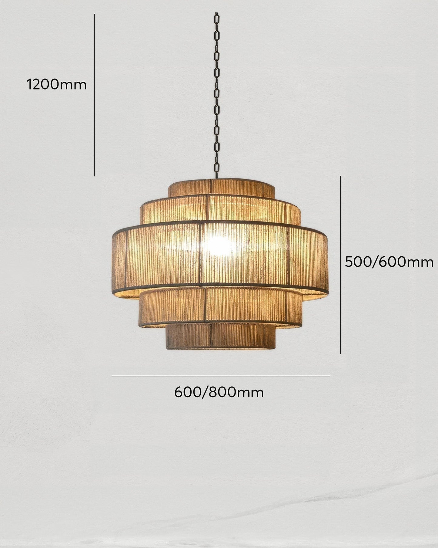 Natural Woven Rattan Pendant Light With Jute Details