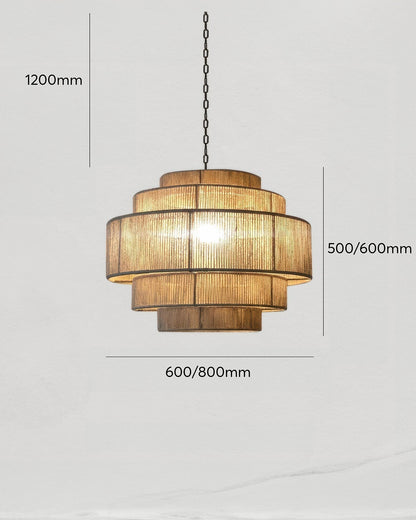 Natural Woven Rattan Pendant Light With Jute Details
