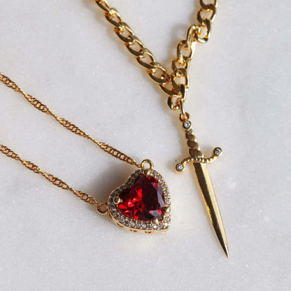 Couple's Heart Shaped Pendant Necklace Set