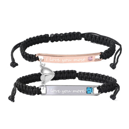 Personalized Love Heart Magnetic Charm Bangle Set - Luxicro