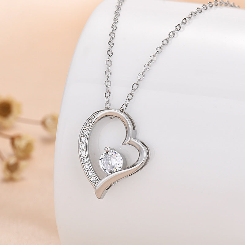 Pretty Heart Diamond Solitaire Pendant Necklace