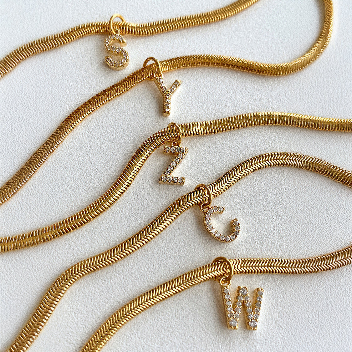 Dainty Letter Diamond Bar Chain Necklace