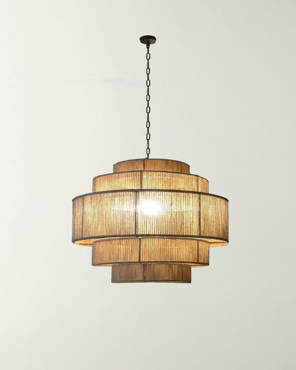 Natural Woven Rattan Pendant Light With Jute Details - Luxicro