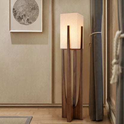 Asian-Style Wooden Floor Lamp