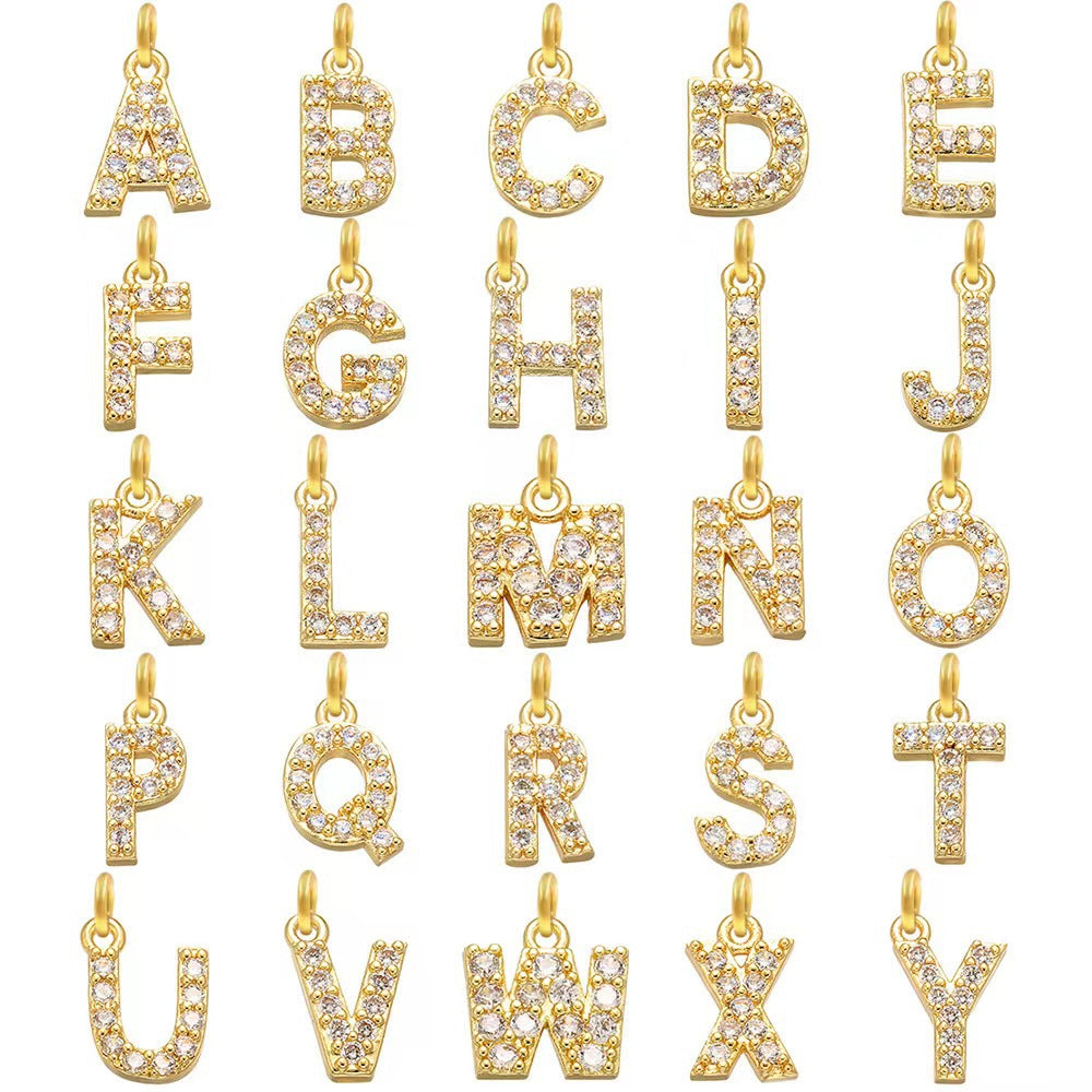 Dainty Letter Diamond Bar Chain Necklace