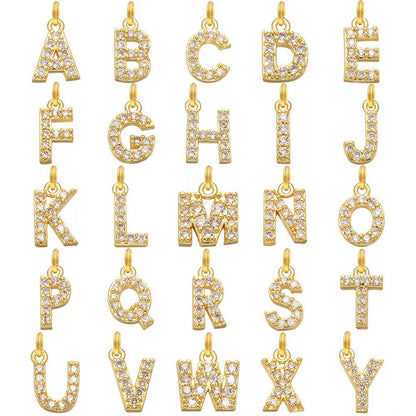 Dainty Letter Diamond Bar Chain Necklace