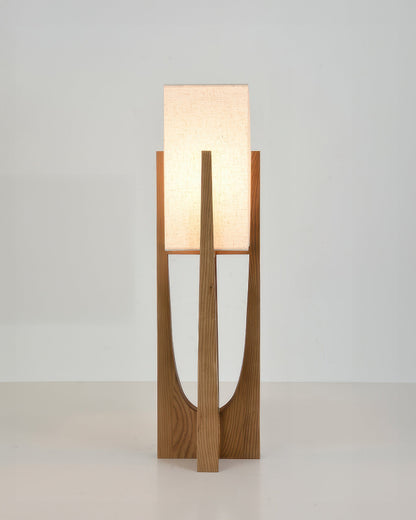 Traditional Wooden Floor Lamp Solid Dark Wood