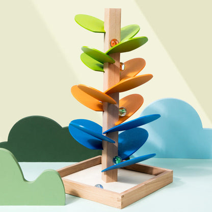 Vibrant Wood Marble Track Toy - Luxicro