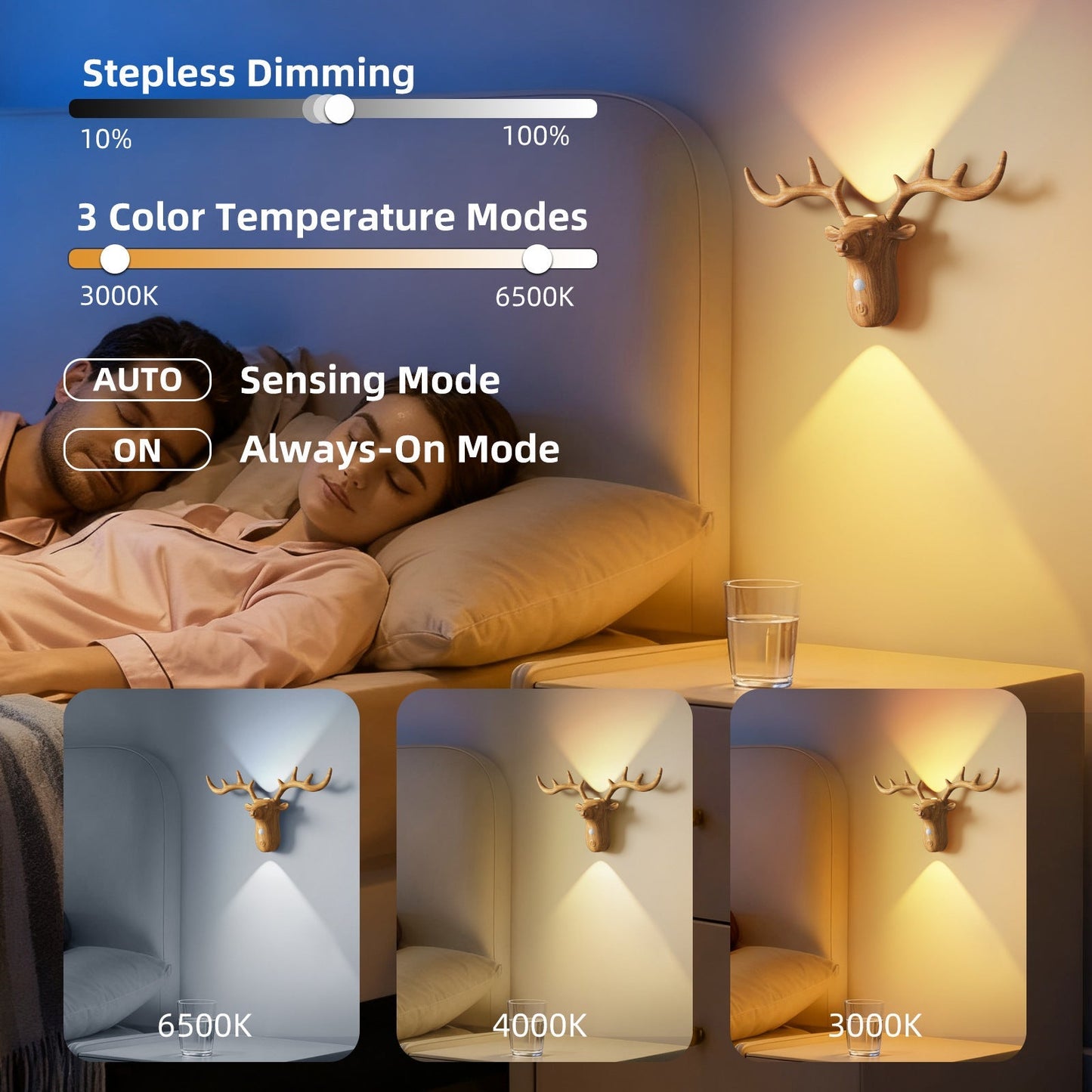 Bright Cordless Bedroom Table Lamp