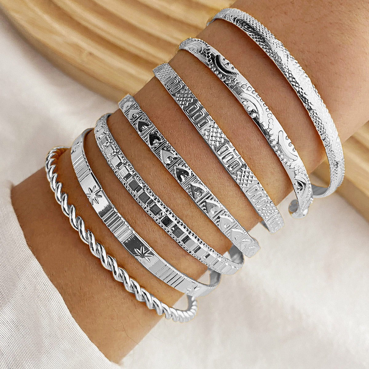 Edgy Multi Tone Statement Cuff Set