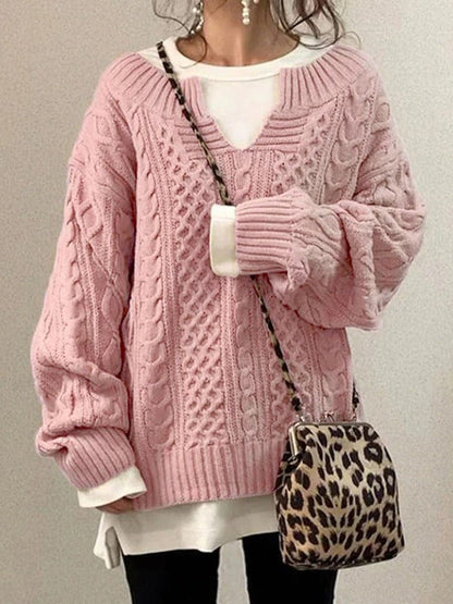 Cozy Women's Crew Neck Knit Winter Sweater