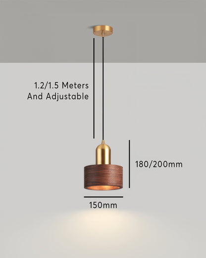 Asian Inspired Hanging Cylinder Pendant Lamp