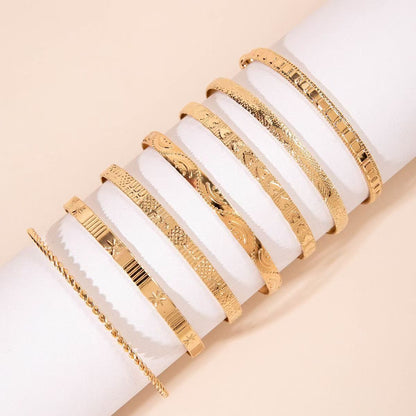 Edgy Multi Tone Statement Cuff Set