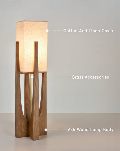 Traditional Wooden Floor Lamp Solid Dark Wood